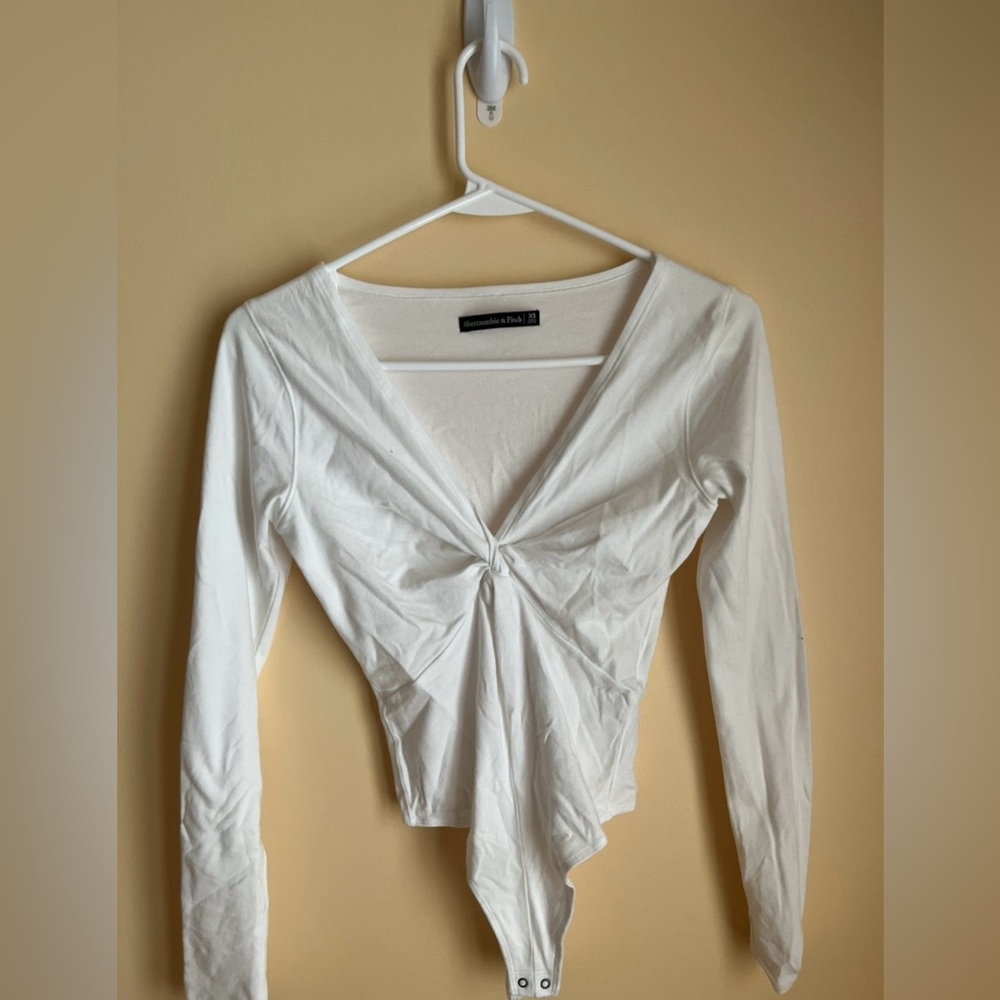 Abercrombie White Longsleeve Front Twist Body Suit